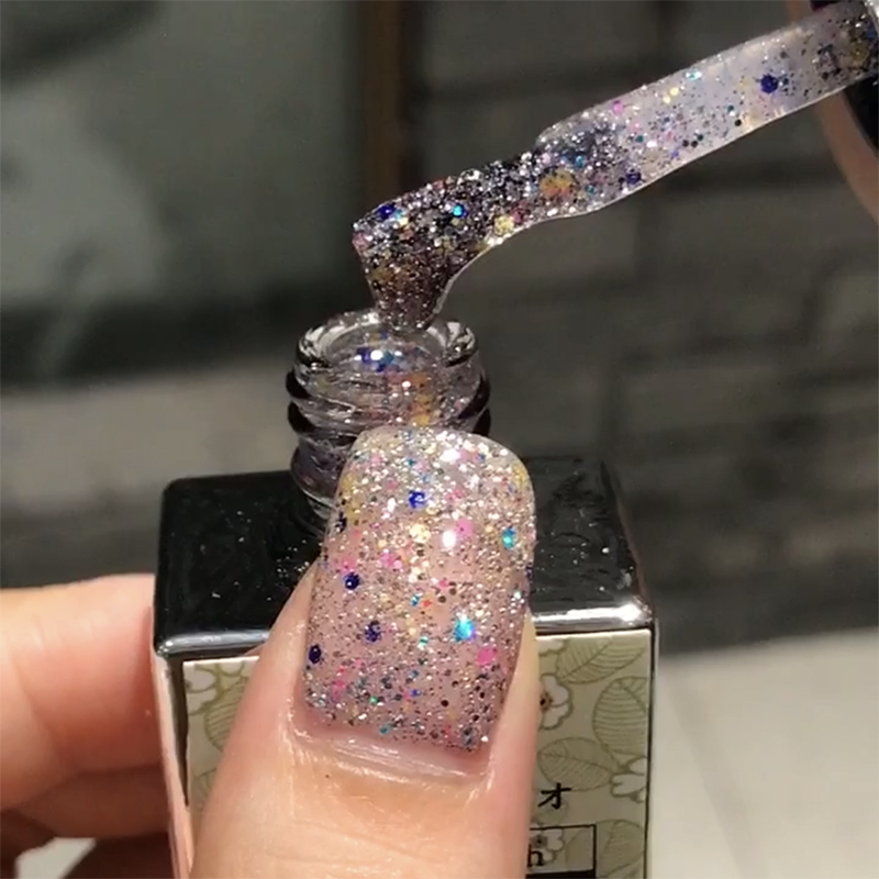 美甲彩色日韩款亮片光疗甲油胶 跳色百搭小众大小亮片七彩糖果色