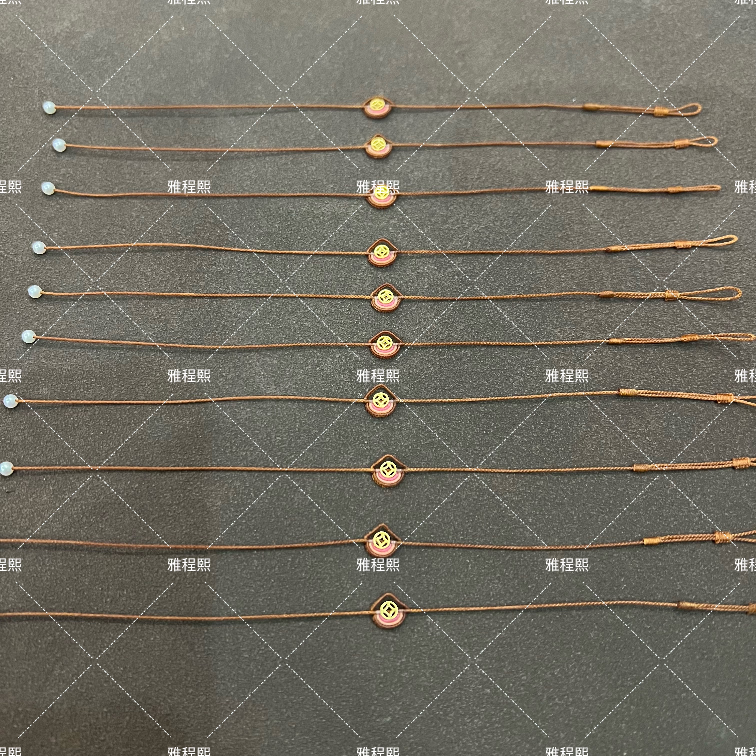 足金古法钱币淡水珍珠迷你微缩仙居极细编织手链