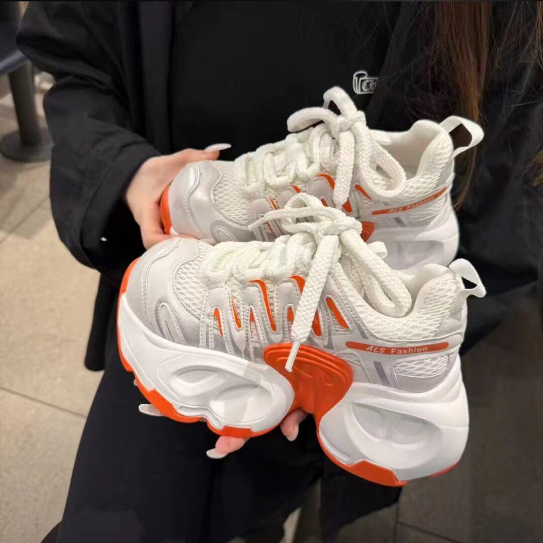 网面老爹鞋女款2026新款春季女鞋爆款厚底休闲轻便运动跑步球鞋