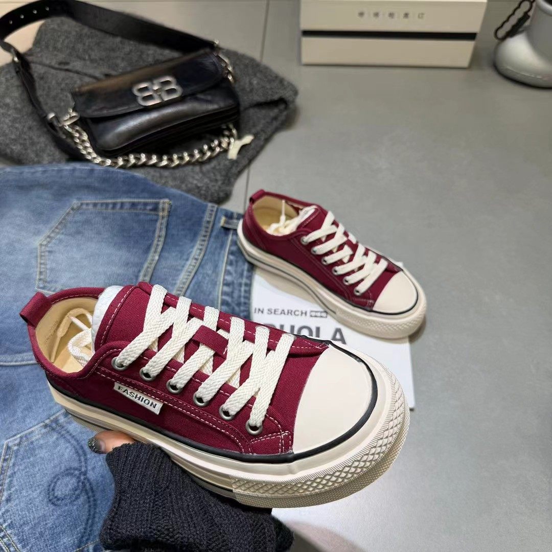 2026新款帆布鞋女时尚休闲鞋厚底板鞋春秋系带单鞋,女鞋,休闲板鞋,淘宝优惠券,粉丝福利购,淘宝优惠卷