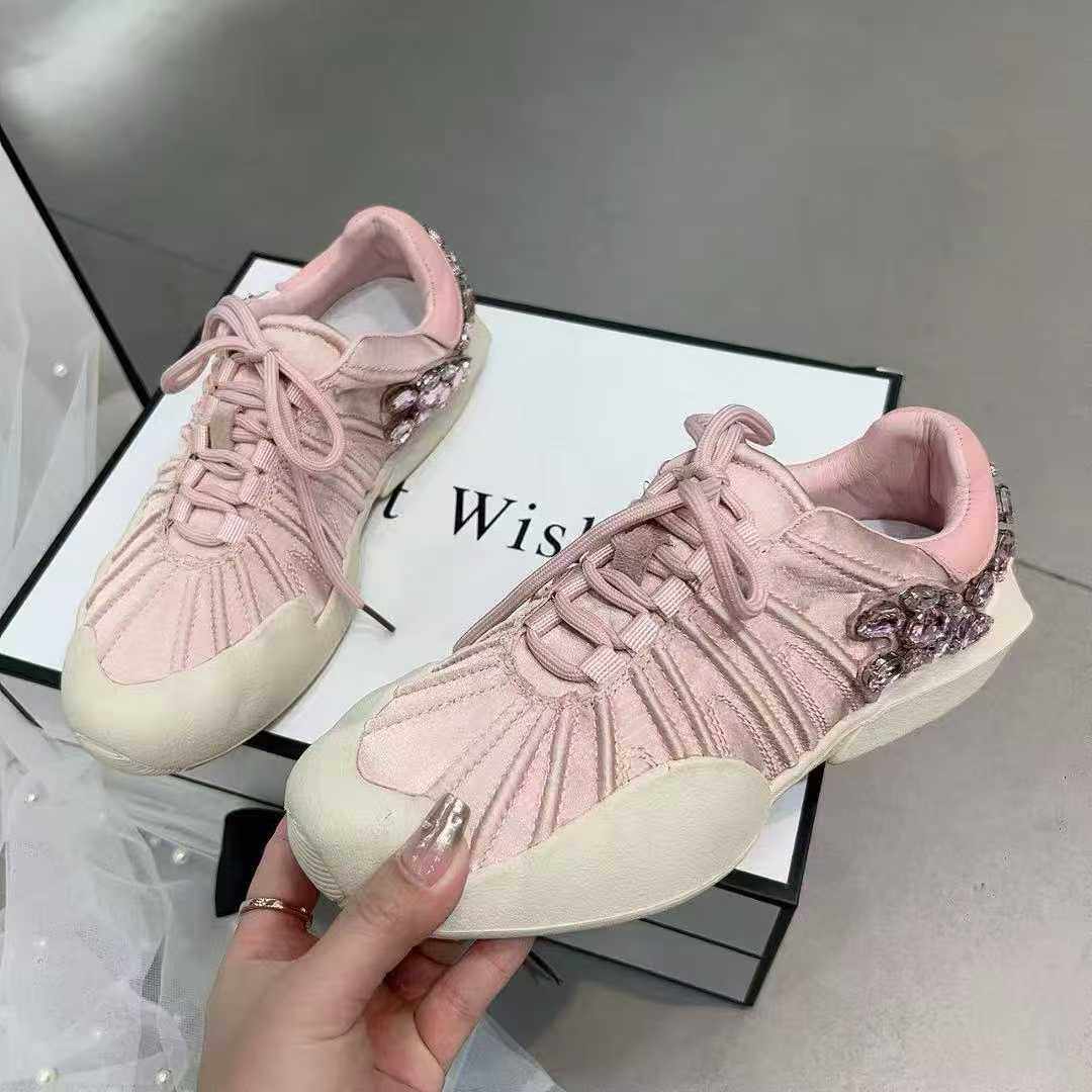 2026春季新款德训鞋女水钻潮流休闲鞋舒适平底板鞋时尚系带单鞋,女鞋,老爹鞋,淘宝优惠券,粉丝福利购,淘宝优惠卷