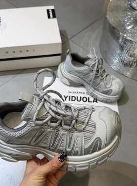 网面透气老爹鞋女20260春季新款时尚潮流休闲鞋舒适柔软系带单鞋