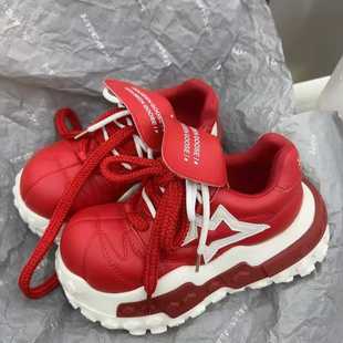 小个子增高休闲鞋 女春季 运动鞋 系带面包鞋 2026新款 单鞋 厚底老爹鞋