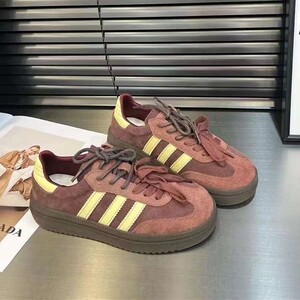 板鞋女款2024新款秋季百搭休闲鞋厚底松糕鞋磨砂皮单鞋系带德训鞋