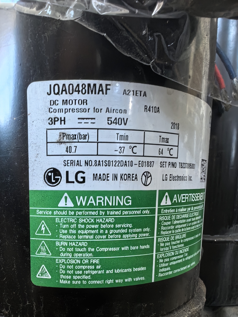 LG中央空调变频压缩机JQA048MAF.LG 变频压缩机JBA068MAF