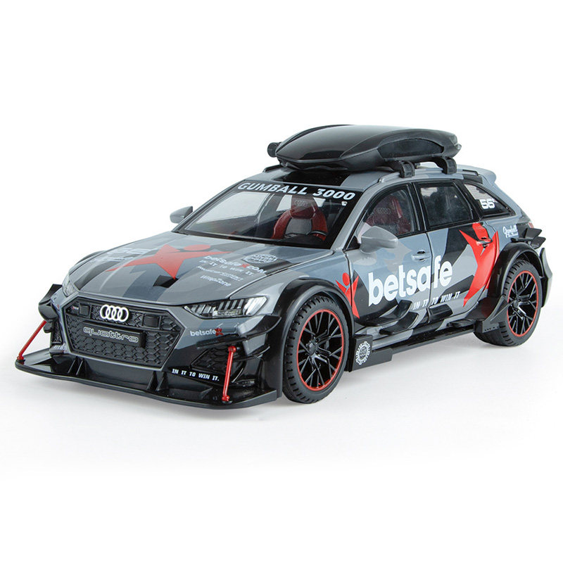 金丽方1:24 奥迪rs6 dtm合金赛车模型 开门声光回力车窗行李架