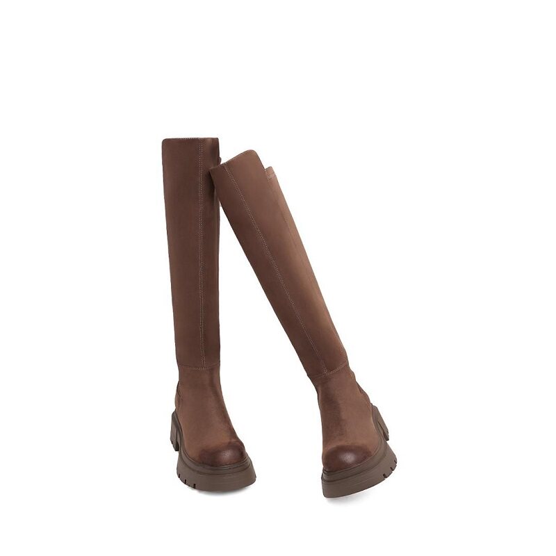 BOOTS WOMENS SLIM OVER-THE-KNEE BOOTS PLUS FLEECE 2022 NEW AUTUMN AND WINTER TALL BOOTS STRETCH BOOTS BOOTS WOMENS THICK SOLE