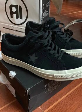 One Star木村反光一星麂皮低帮男女鞋爱心底黑色休闲板鞋158477C