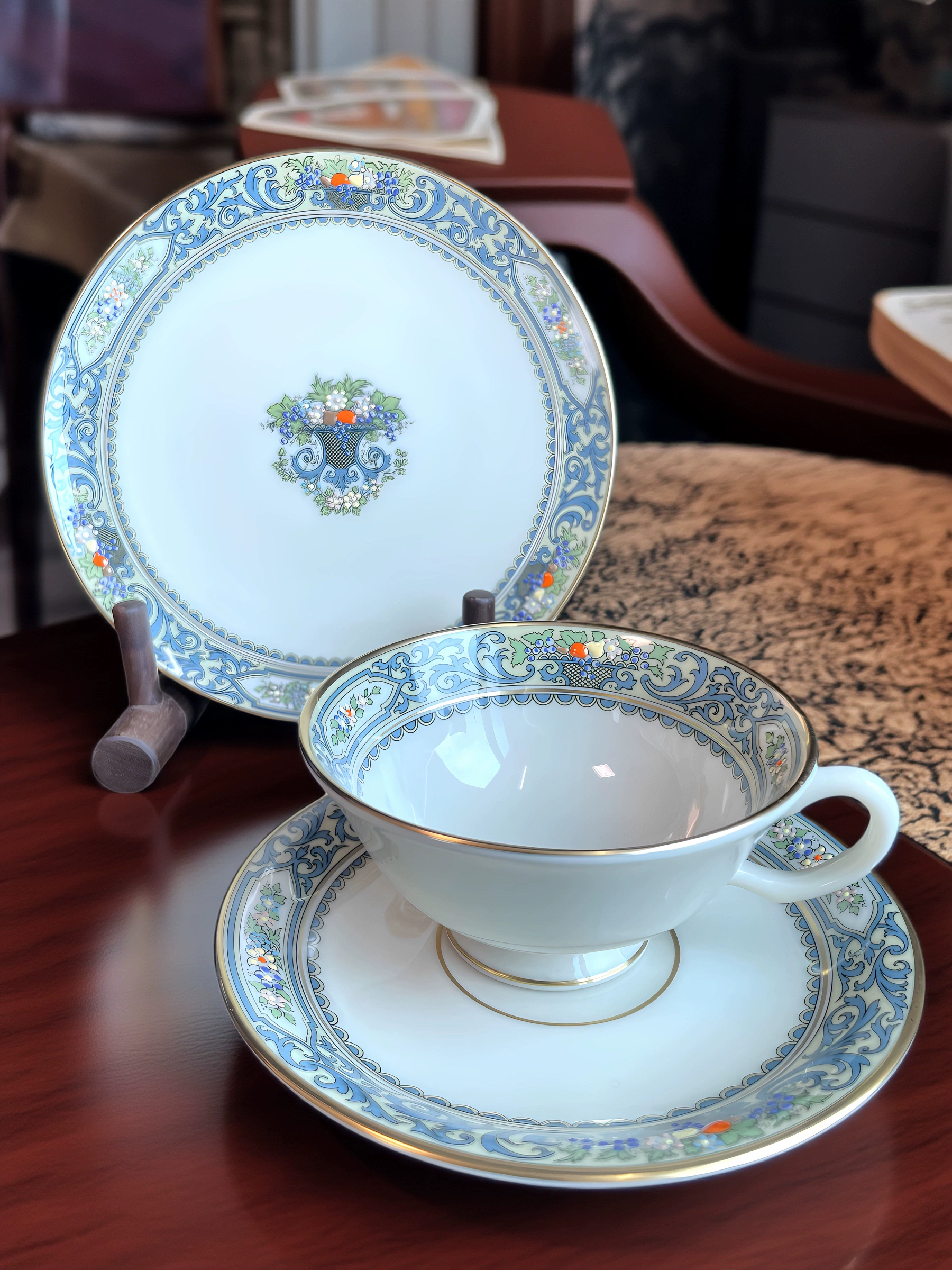 美国LENOX雷诺克斯高端骨瓷Autumn总统系列茶杯碟蛋糕盘咖啡杯碟