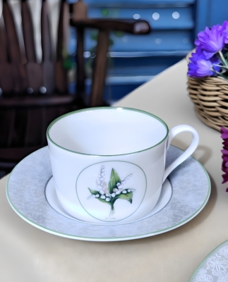 法国迪奥D ior铃兰花卉杯碟红茶杯vintage中古咖啡杯下午茶杯碟