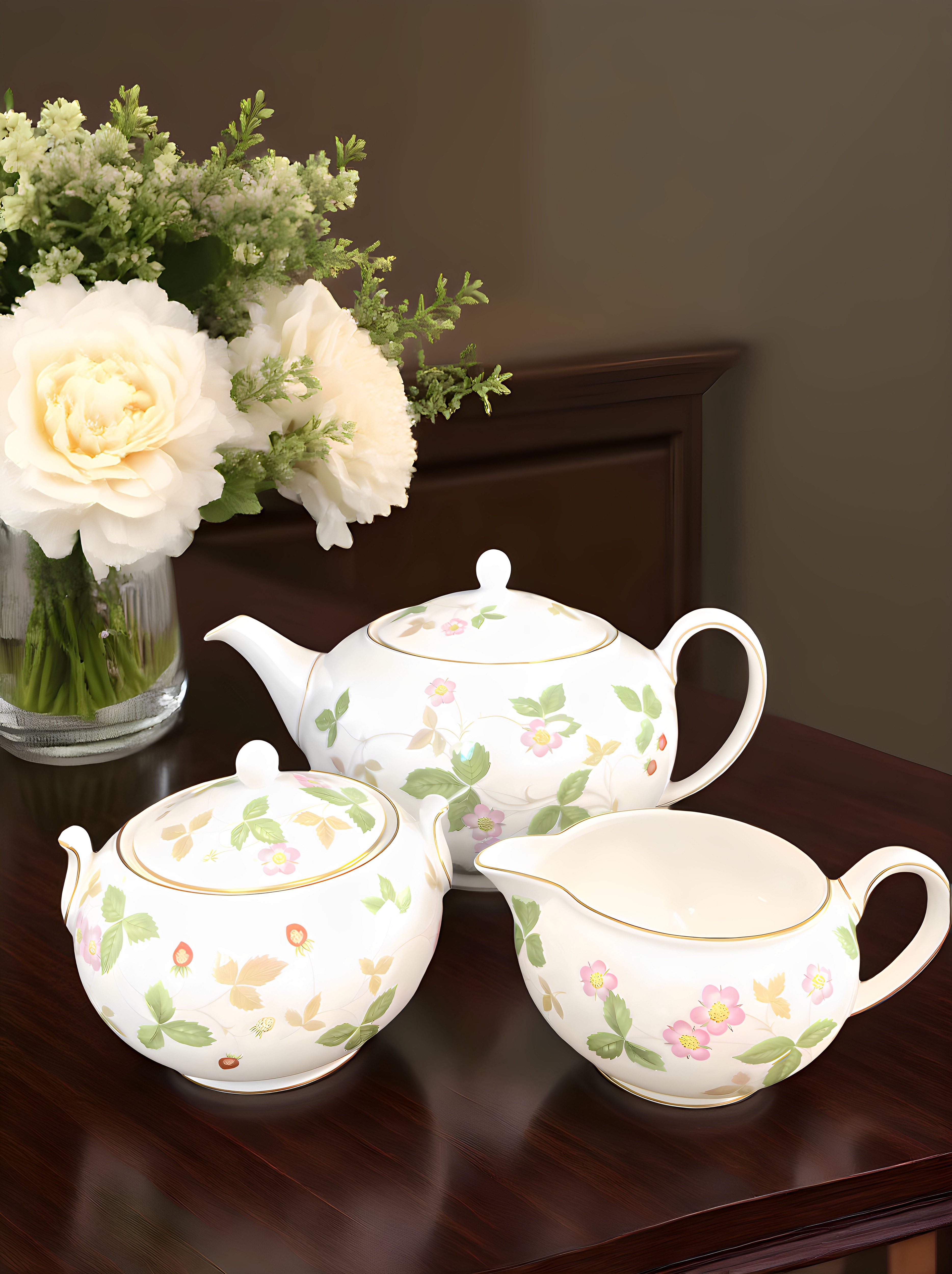 英国原产Wedgwood野草莓骨瓷茶壶