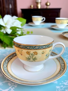 英国原产皇室骨瓷Wedgwood India韦奇伍德印度之花咖啡杯红茶杯碟