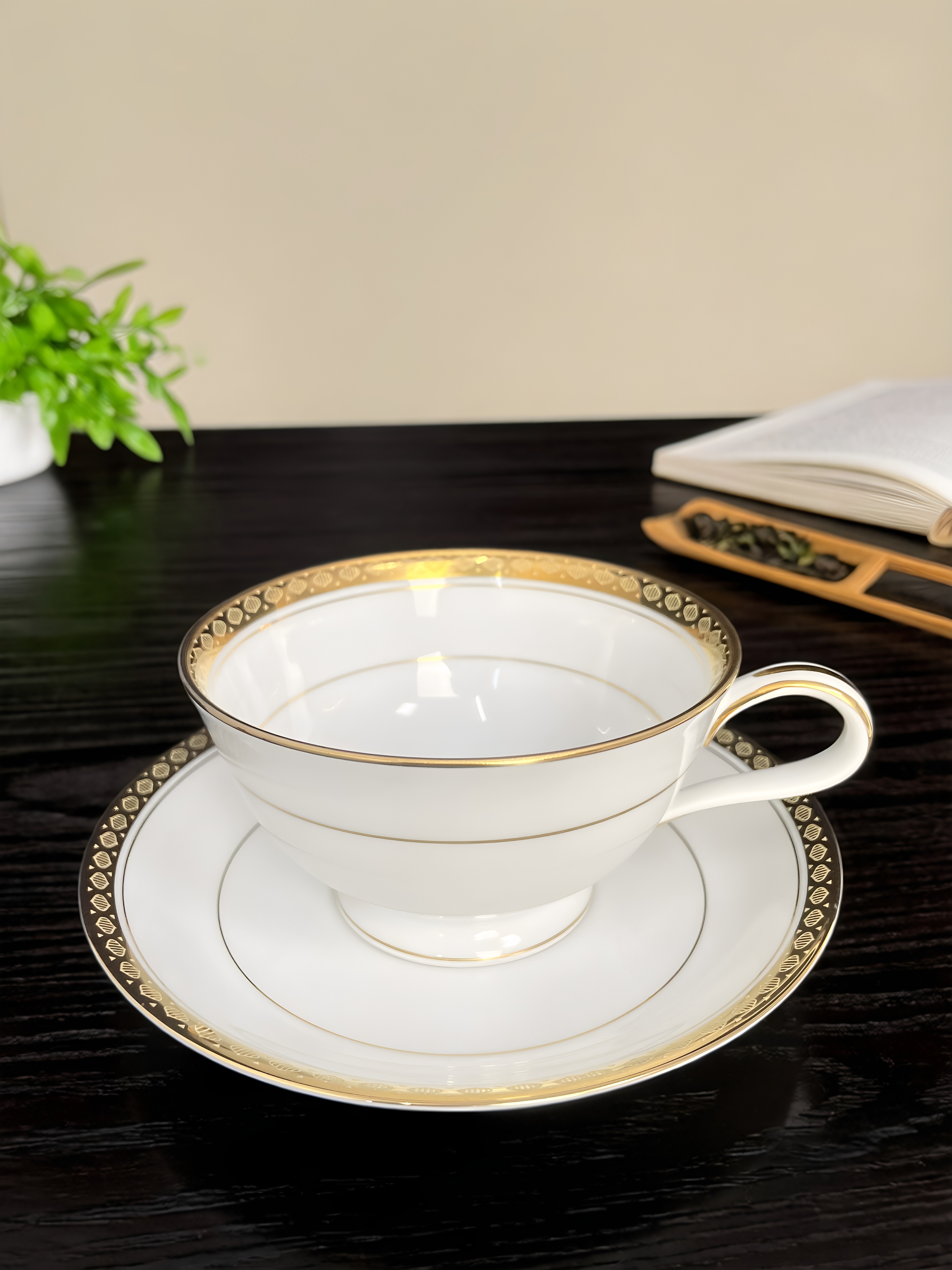 日本则武Noritake Richmond 6124骨瓷咖啡杯茶杯下午茶杯碟鎏金