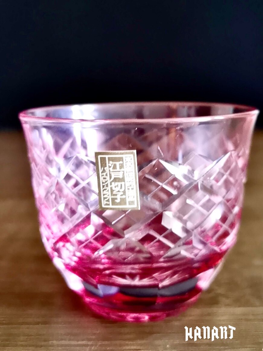 日本进口KAGAMI江户切子水晶玻璃冷茶杯白酒杯清酒杯烈酒杯果汁杯