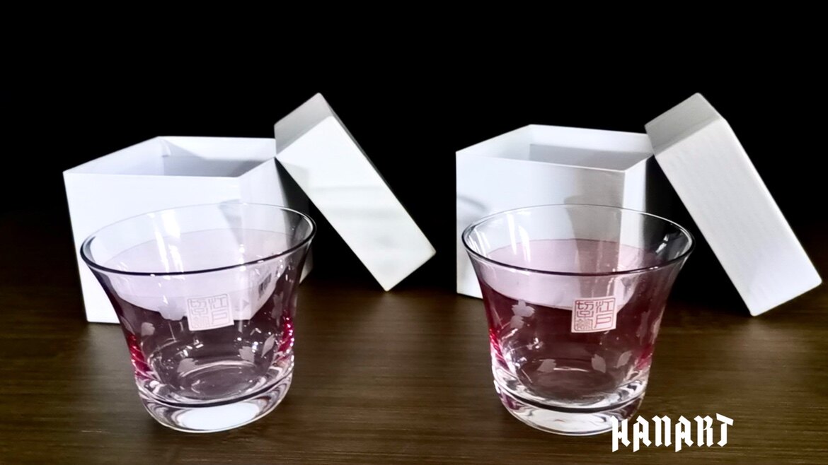 日本广田硝子Hriota江户切子彩色玻璃冷茶杯葡萄酒杯清酒杯果汁杯