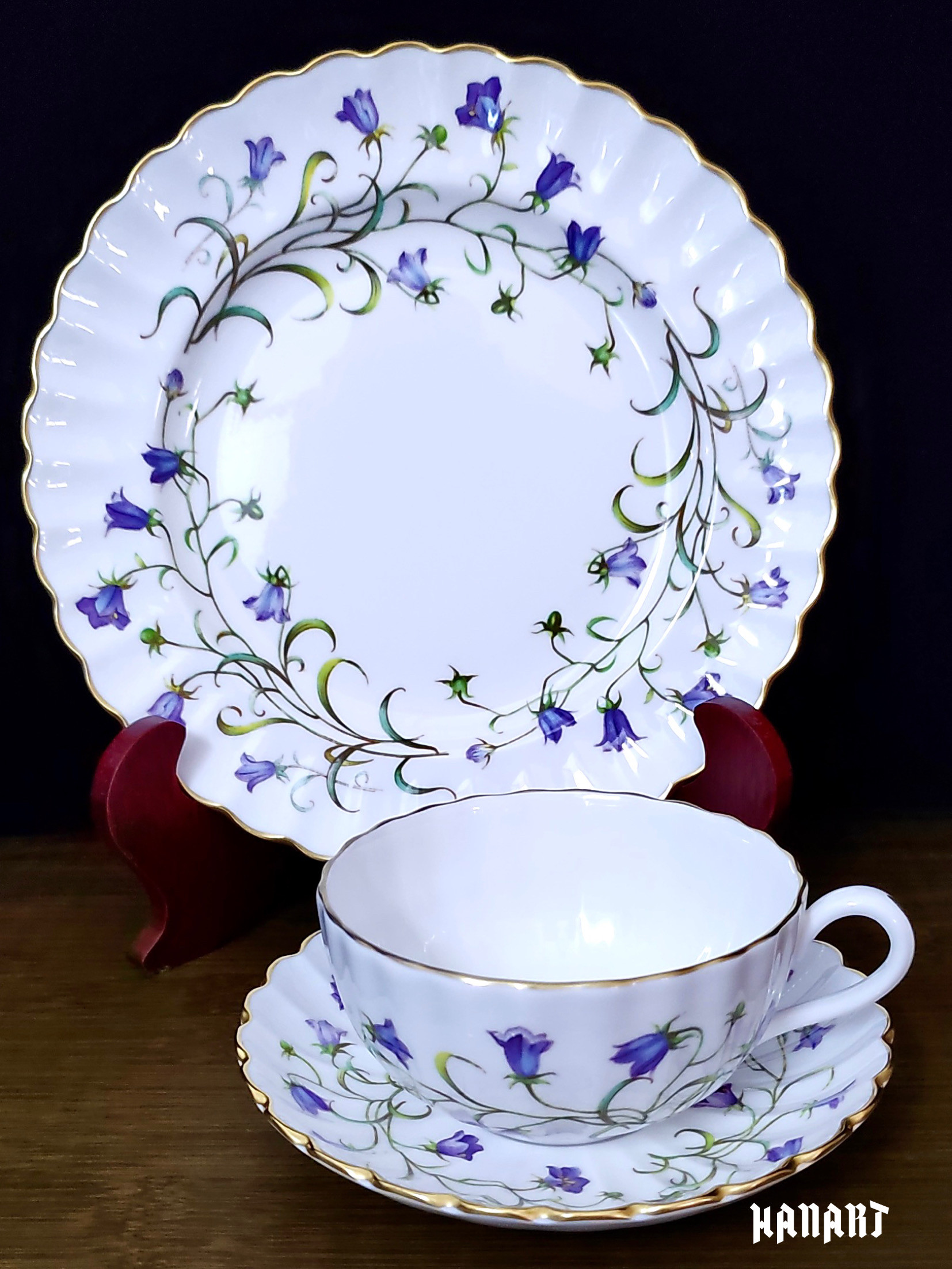 英国瓷器斯波德Spode Canterbury咖啡杯茶杯碟餐盘手绘风铃草花卉