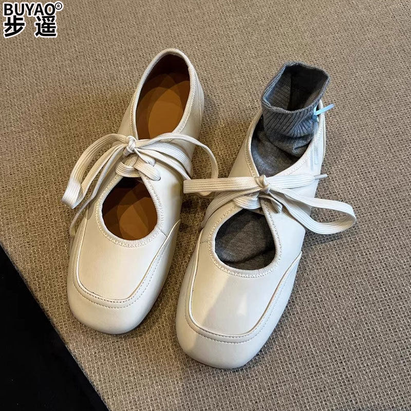 真皮软底不累脚女鞋芭蕾风玛丽珍鞋2026春夏季新款平底配裙子单鞋