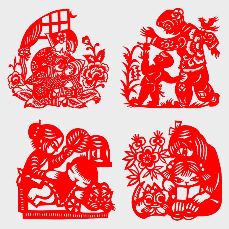 母亲节剪纸窗花手工宣纸刻纸成品传统镂空装饰艺花剪纸亲情母爱