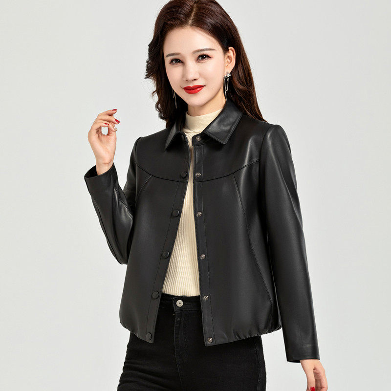 海宁真皮皮衣女外套短款绵羊皮