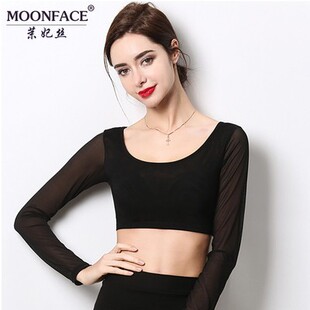 半截网纱打底衫 T恤蕾丝上衣防晒透视冰丝纱衣 女夏吊带裙内搭短袖