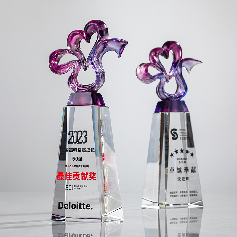 琉璃奖杯定制高档大气创意2024龙年奖杯纪念销冠团队公司年会颁奖