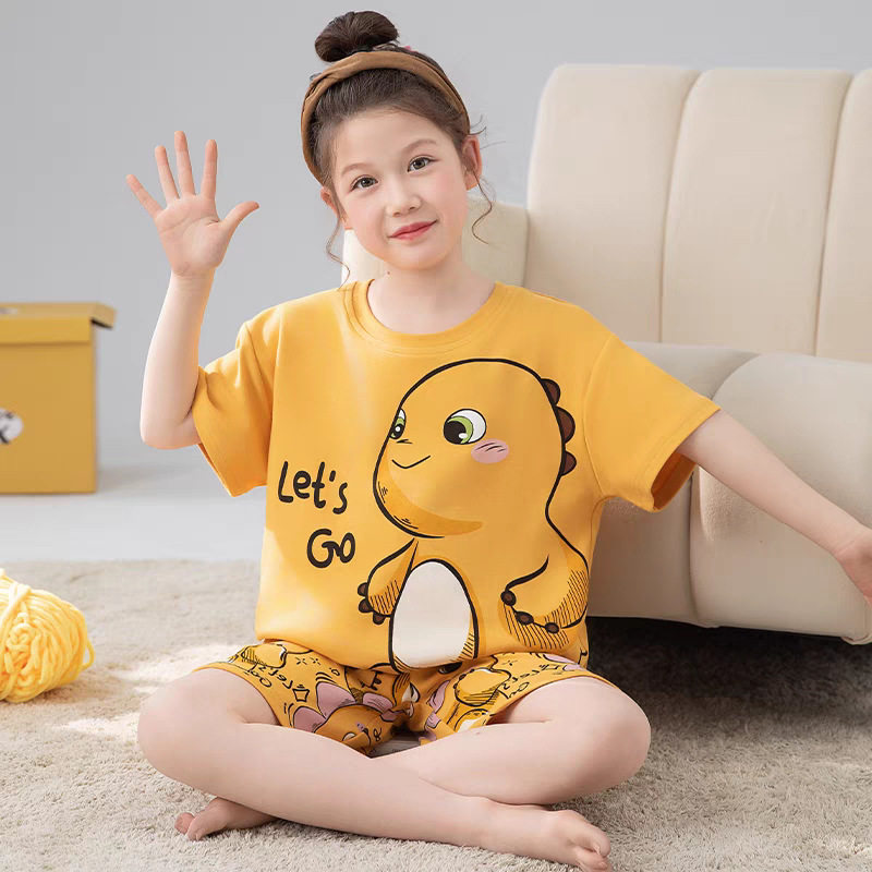 女童睡衣夏季棉绸薄款卡通家居服