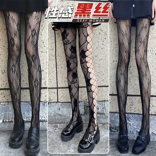 袜花藤丝袜防勾丝蝴蝶结夏季 性感黑丝镂空渔网袜薄款 情调蕾丝连裤