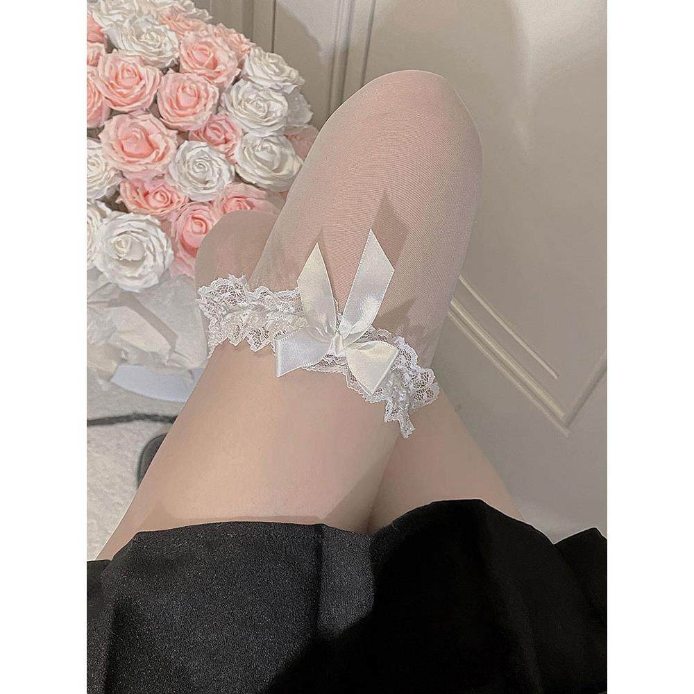 性感蕾丝蝴蝶结白丝袜女超薄显瘦过膝jk黑丝袜纯欲半截过膝长筒袜,女士内衣/男士内衣/家居服,连裤袜/打底袜,淘宝优惠券,粉丝福利购,淘宝优惠卷