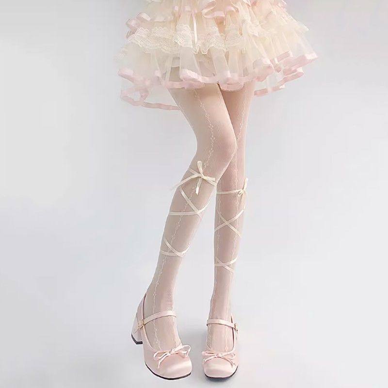 lolita白色丝袜女薄款纯欲jk打底袜子芭蕾风复古蕾丝绑带连裤袜子,女士内衣/男士内衣/家居服,连裤袜/打底袜,淘宝优惠券,粉丝福利购,淘宝优惠卷