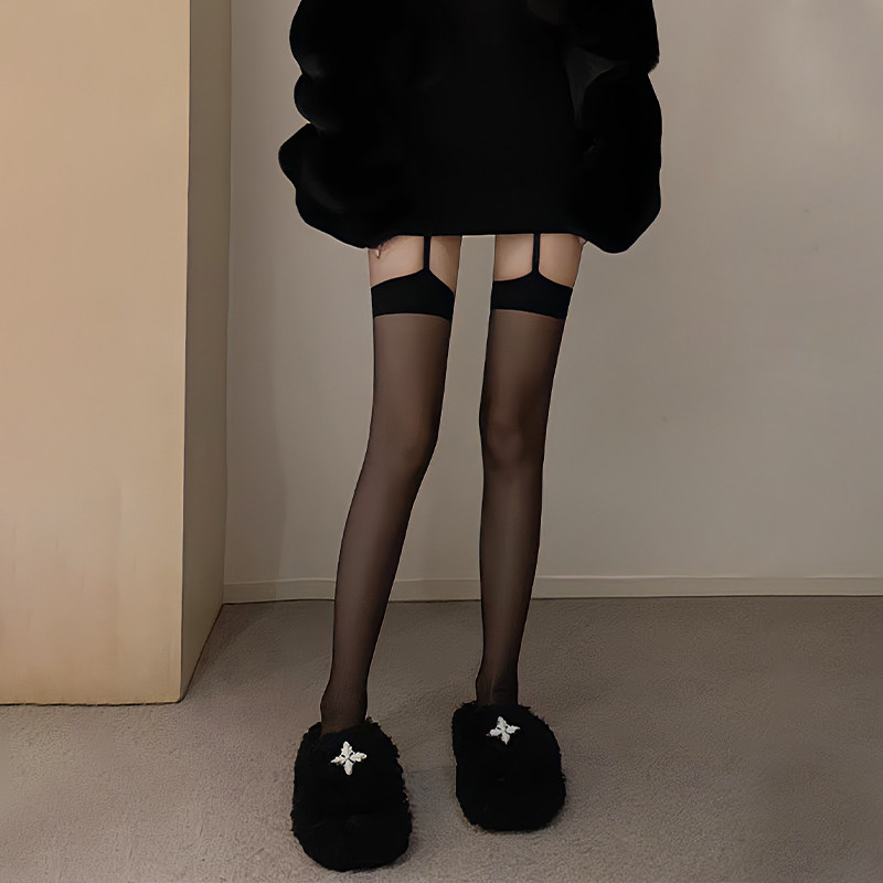 性感黑色袜女纯欲过膝长高筒御姐吊带一体袜连裤袜子薄款秋季,女士内衣/男士内衣/家居服,连裤袜/打底袜,淘宝优惠券,粉丝福利购,淘宝优惠卷