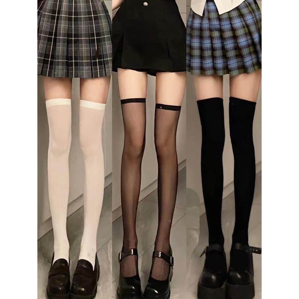 黑丝过膝袜女春秋天鹅绒JK袜子黑色白色性感透肉丝袜长筒过膝袜,女士内衣/男士内衣/家居服,长筒袜,淘宝优惠券,粉丝福利购,淘宝优惠卷