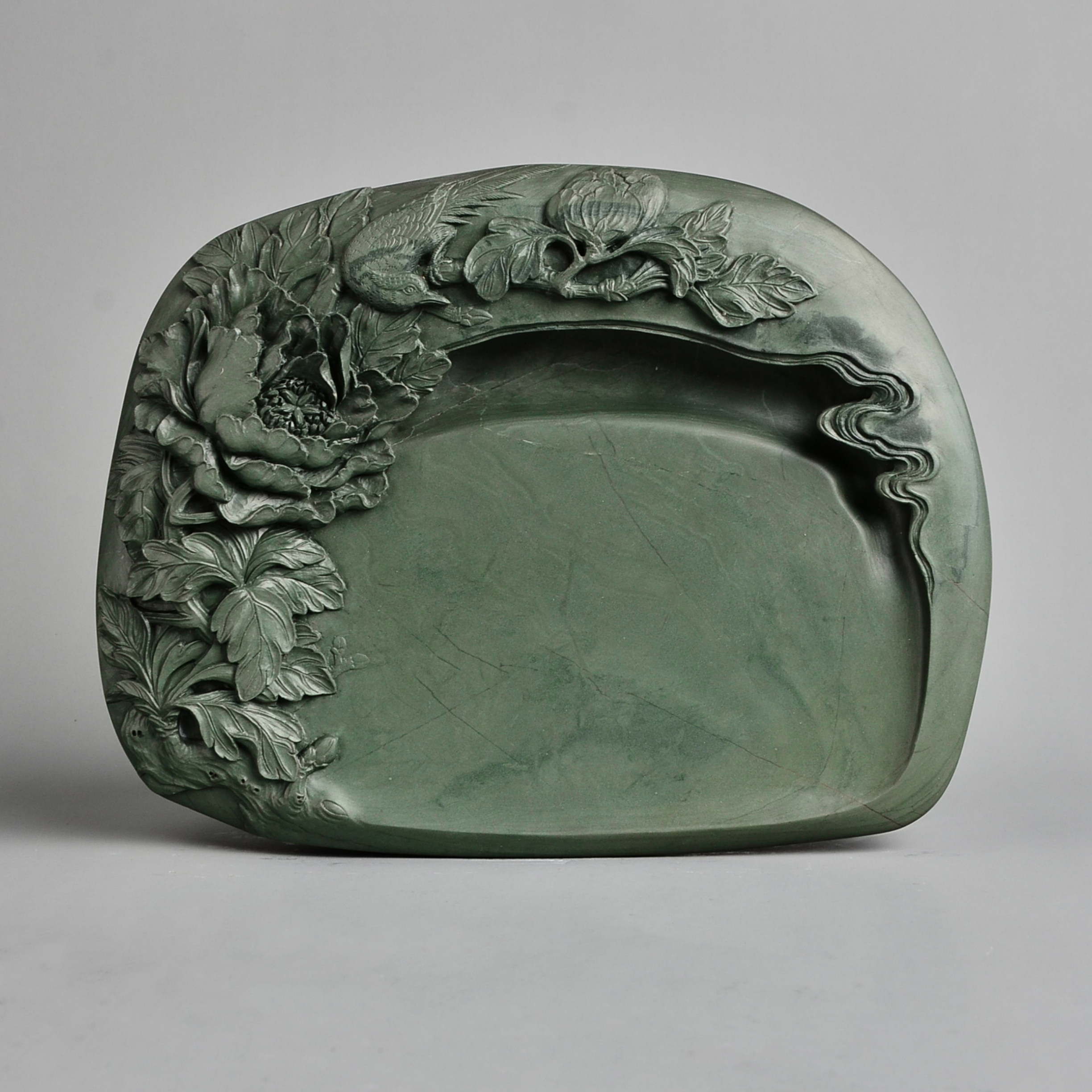 艺砚阁洮砚甘肃非遗牡丹砚收藏级水泉老坑手工文房四宝646