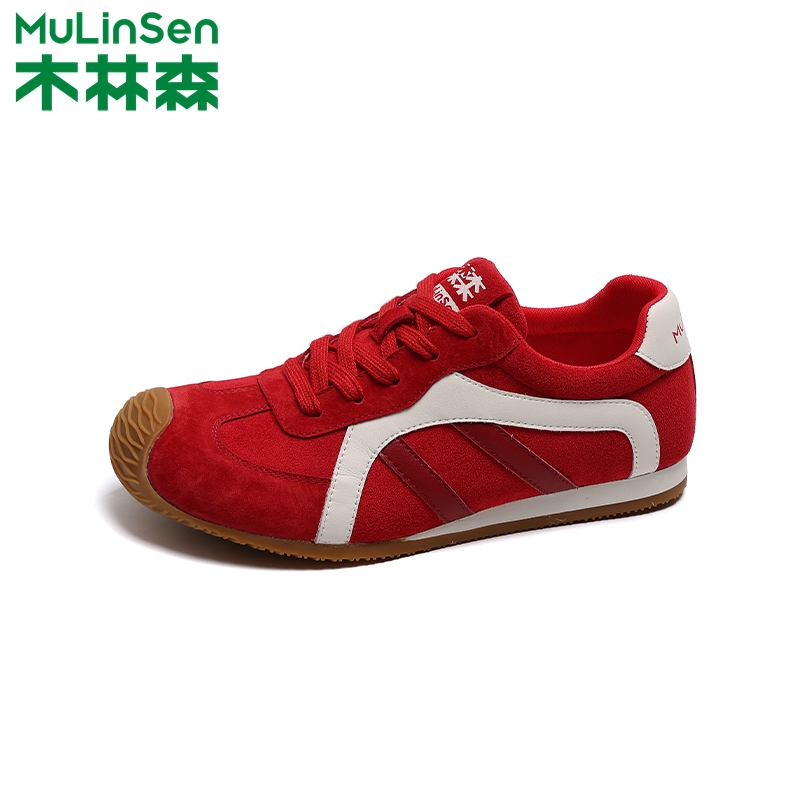 木林森女士圆头复古百搭运动鞋