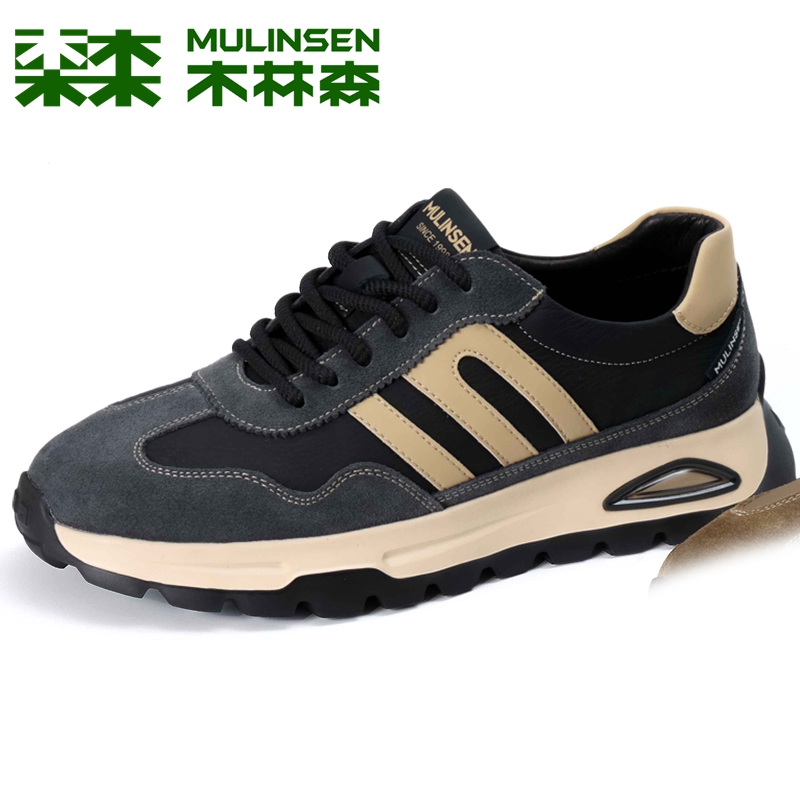 木林森男鞋2025秋季新款复古休闲户外慢跑鞋阿甘鞋厚底德训运动鞋