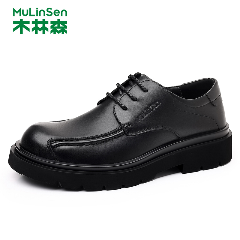 木林森男士皮鞋2025新款秋季真牛皮爸爸休闲鞋商务正装德比鞋冬季