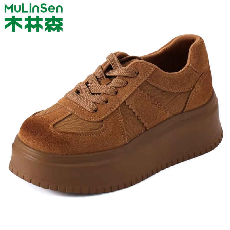 木林森复古百搭德训鞋女真皮