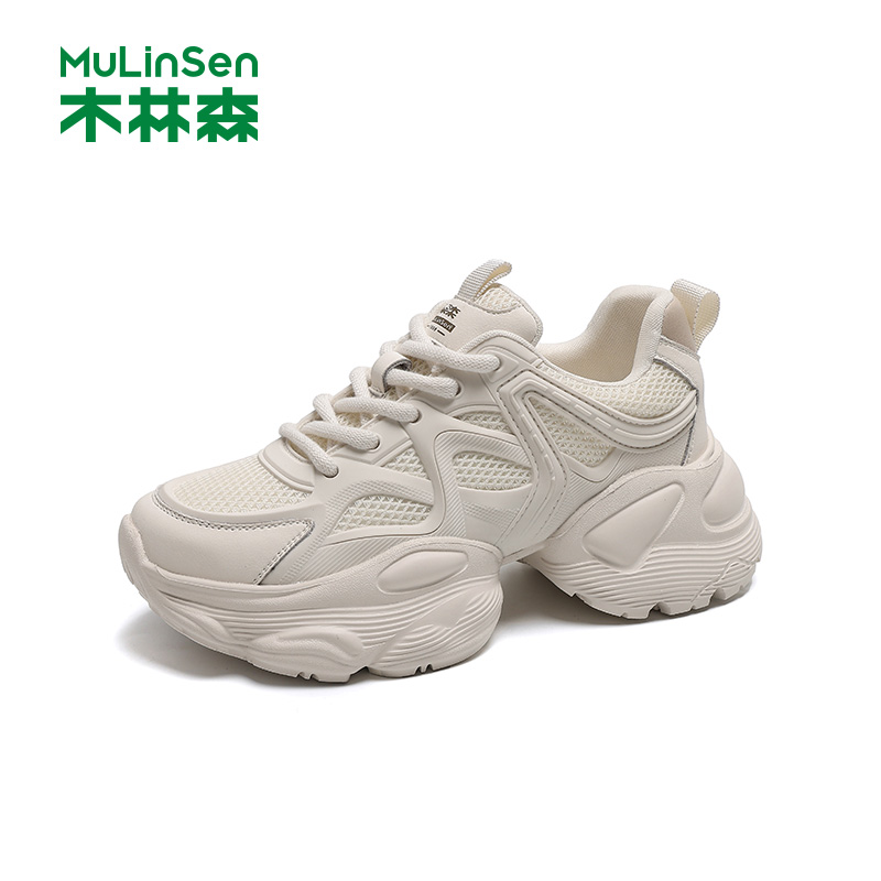 木林森休闲鞋女厚底增高老爹鞋
