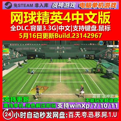网球精英4 Tennis Elbow 4 中文版 全DLC 免steam 电脑PC单机游戏
