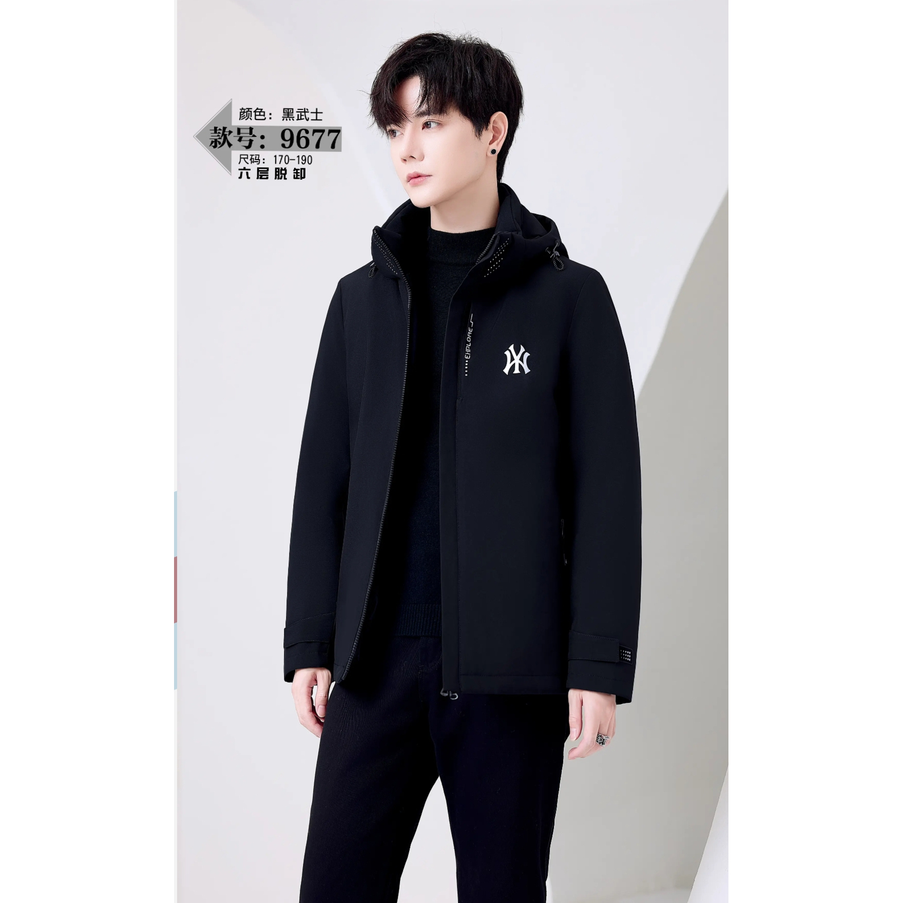 25秋冬短款脱卸款派克服男装羽绒服订制定做加绒以旧翻新tzw9677