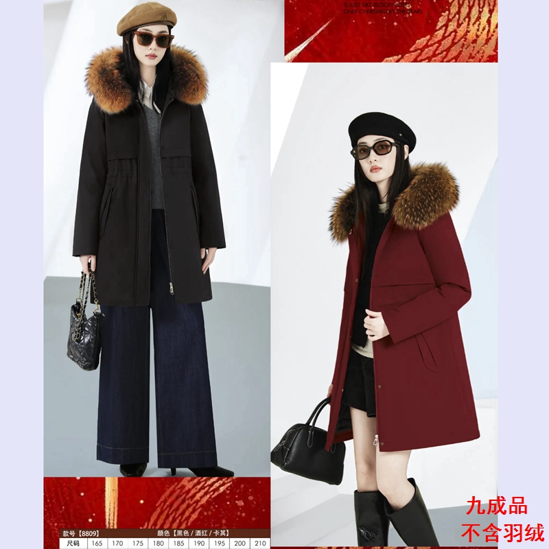 25秋冬羽绒服以旧翻新定制加厚加绒女装脱卸中长款派克服ssmm8809