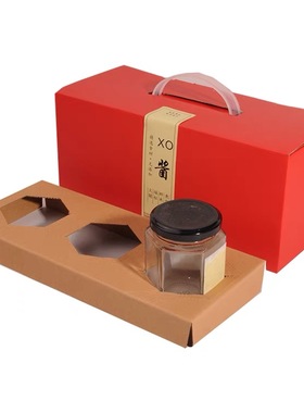 180 280ML500ML六菱瓶三四瓶装油鸡枞辣椒酱蜂蜜膏红色包装盒礼盒