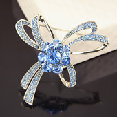 优雅时尚 奥地利水晶简约合金蝴蝶结胸针精致领针丝巾扣衣饰胸花