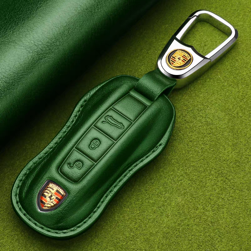 保时捷钥匙壳真皮23款卡宴911帕拉梅拉macan718车钥匙套包扣改装