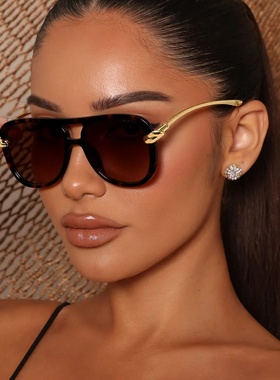 豹纹色波西米亚风飞行员墨镜女感网红ins时尚眼镜度假太阳镜