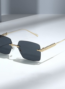 新款无框感金属铆钉腿太阳镜时尚度假开车防晒女士跨境墨镜