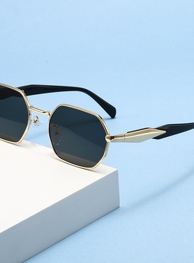 跨境新款金属太阳镜男女士复古眼镜多边形小框uv防紫外线墨镜