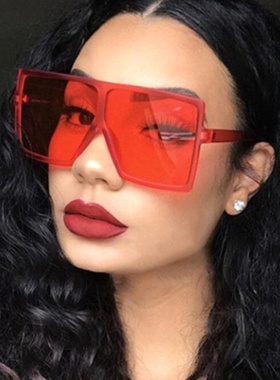 跨境爆款欧美方形大框太阳镜2022新款太阳眼镜潮流时尚炫彩墨镜女