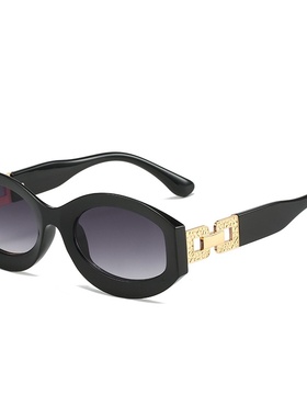 时尚简约新款网红太阳镜感镂空女士墨镜潮复古椭圆形眼镜