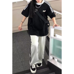 初中学生夏季套装女大童纯棉短袖裤子时尚青少年夏装穿搭配一整套