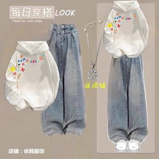两件套 12到13一15岁大童女装 秋季 套装 初中学生少女甜美卫衣牛仔裤
